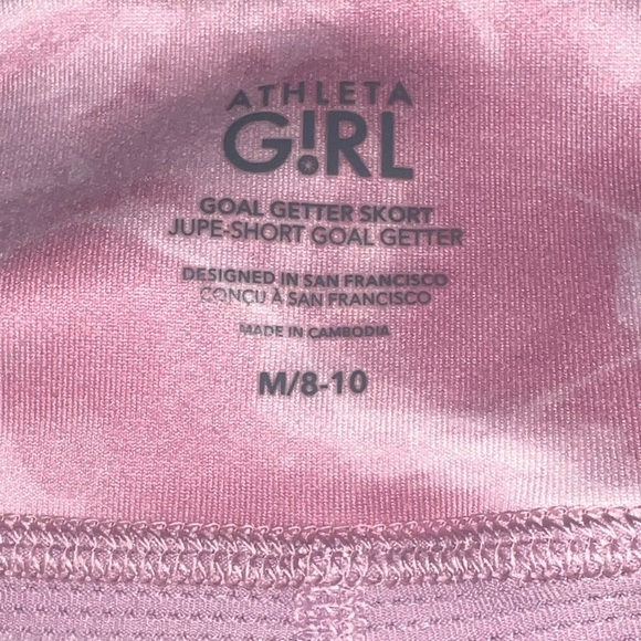 EUC Athleta Girl Goal Getter Pink White Tie-Dye Mini Skort Medium 8/10 Athletic - Picture 4 of 4